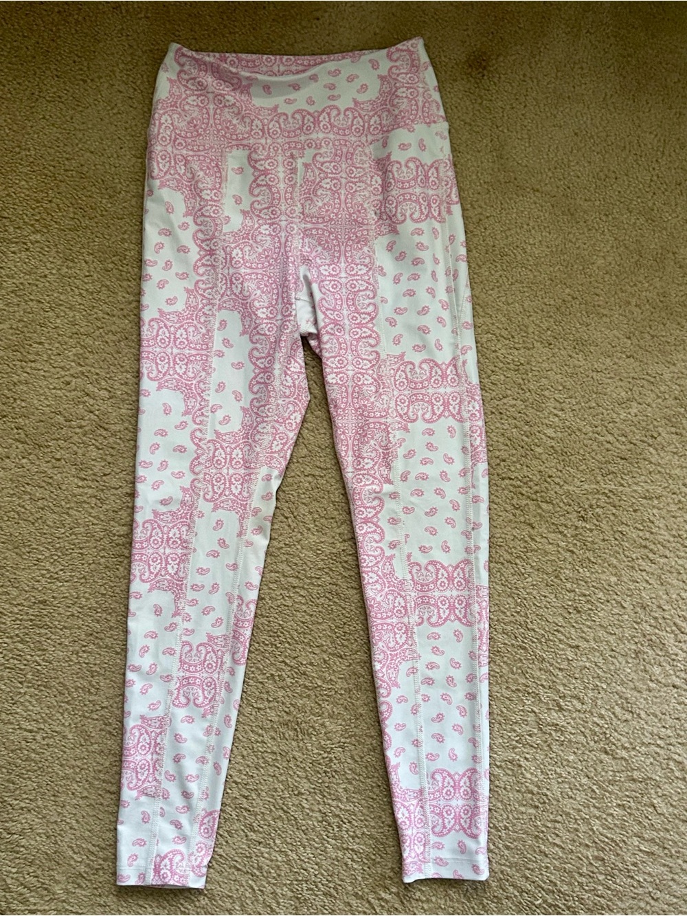 Year of Ours Pink Paisley Bandana High Rise Leggings | Small